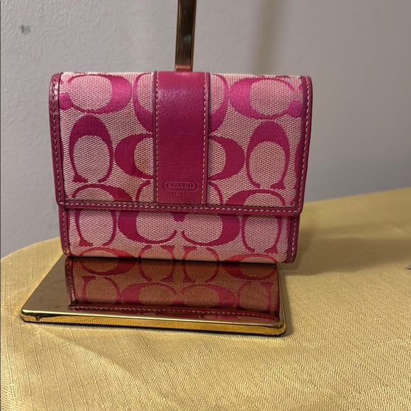 Coach Pink Signature Canvas Wallet - Picture 1 of 7